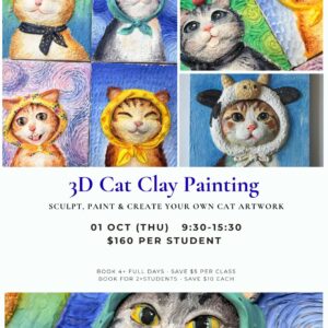 3 D Cat Clay Painting